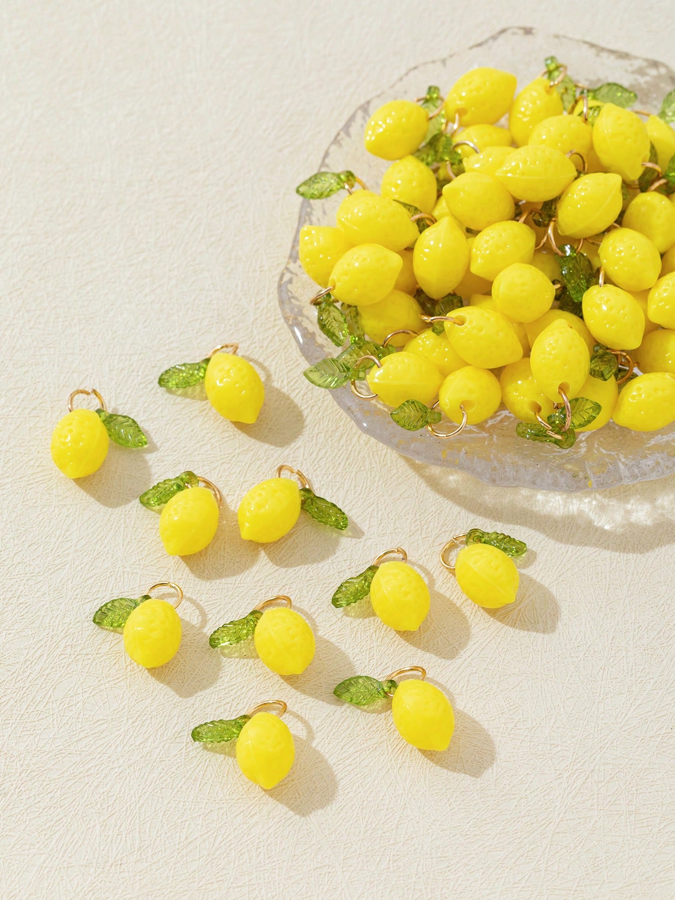 Resin Art Earrings - 10Pcs 3D Lemon Resin Charms Pendants