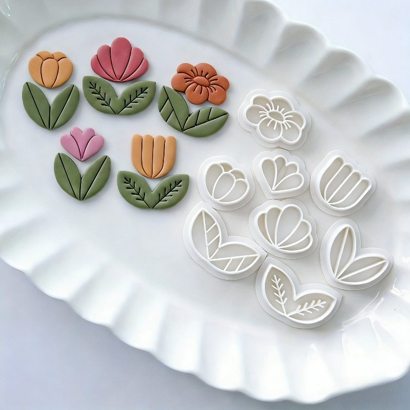 Resin Art Diy Kit - 8Pcs Floral Leaf Polymer Clay Cutters