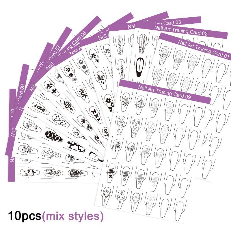 Resin Art Templates Free - 10pcs Nail Art Lines Practice Paper