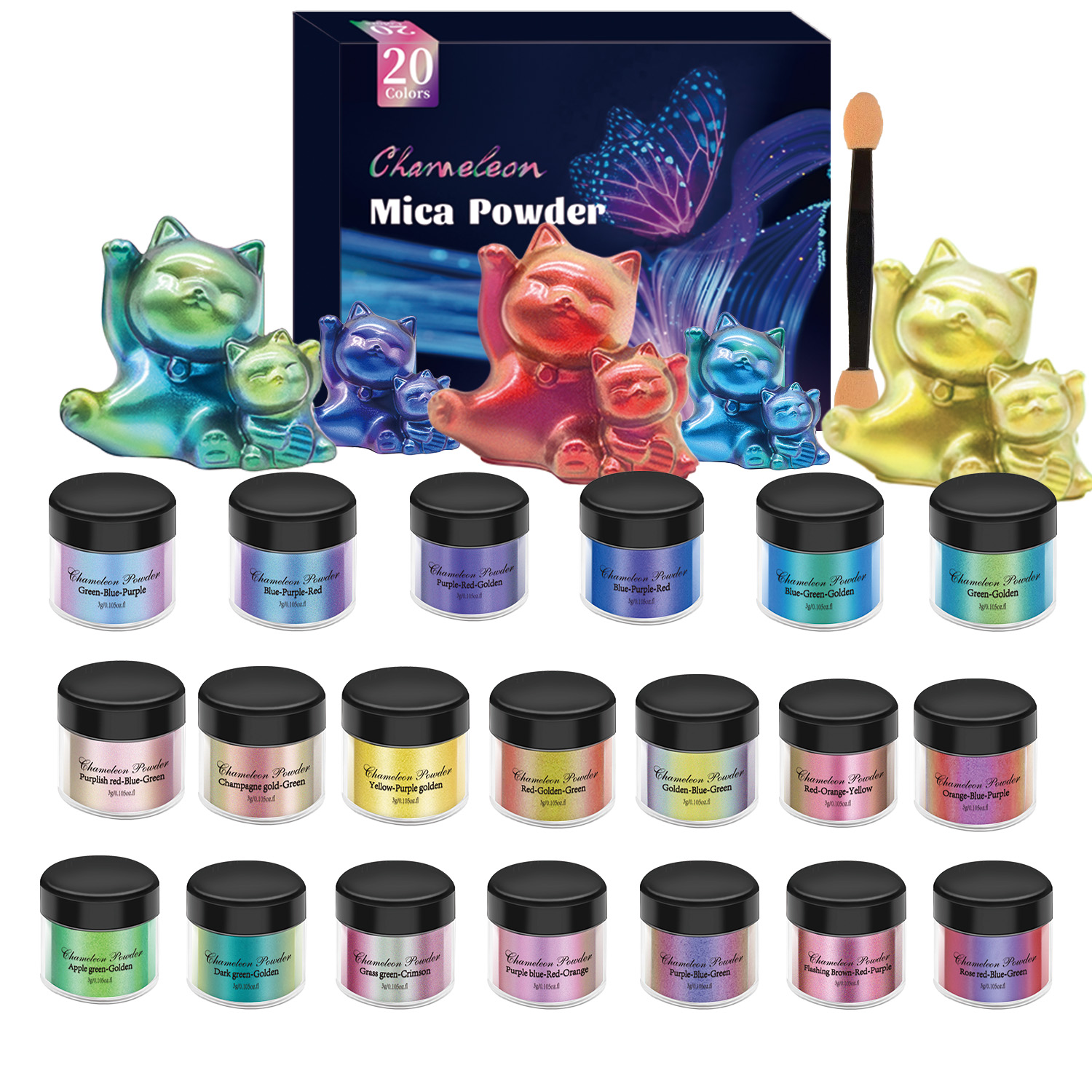 10/20pcs Mirror Chameleons Pig - Glitter Powder Resin 评论和价格