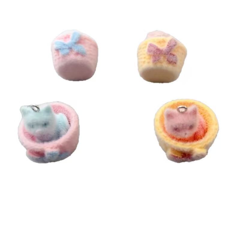 4pcs 3D plush resin cat pendan - Resin Art Earrings 评论和价格
