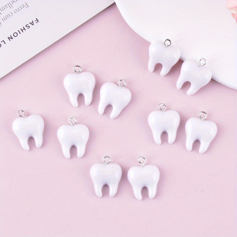 10Pcs Fun Tooth Resin Charms C - Resin Art Earrings 评论和价格