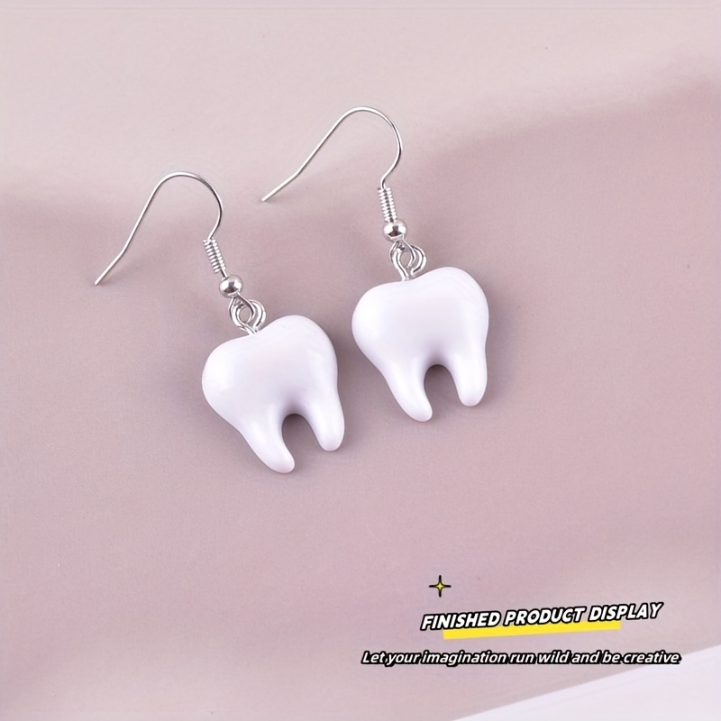 10Pcs Fun Tooth Resin Charms C - Resin Art Earrings 评论和价格