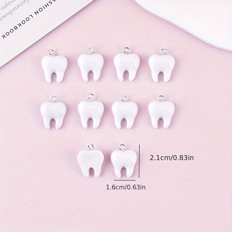10Pcs Fun Tooth Resin Charms C - Resin Art Earrings 评论和价格