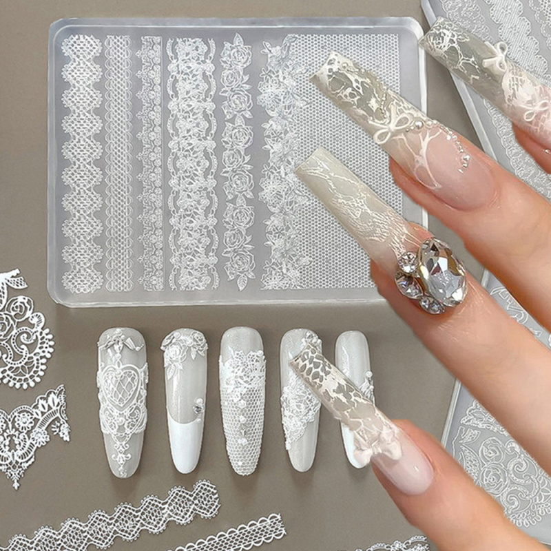1pc Lace 3D Silicone Nail Mold - Resin Art Templates Free 评论和价格