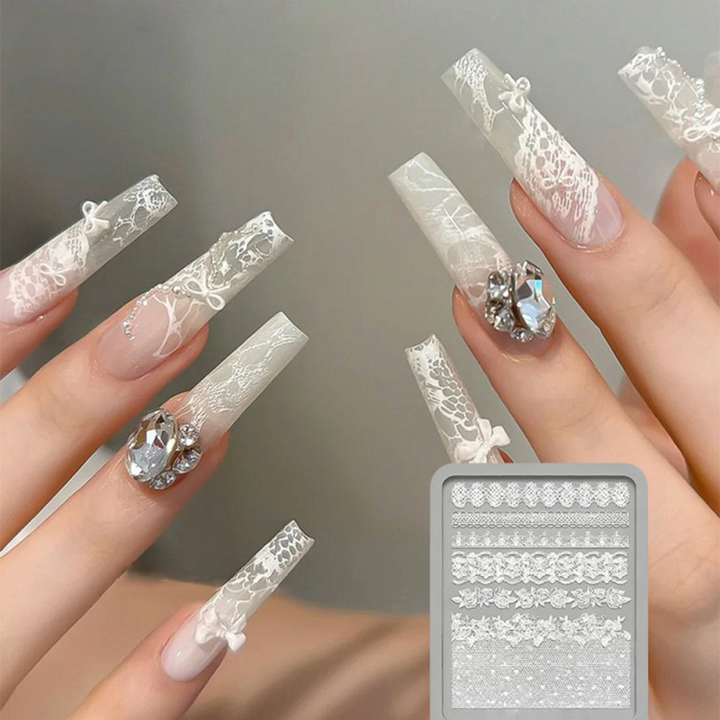 1pc Lace 3D Silicone Nail Mold - Resin Art Templates Free 评论和价格