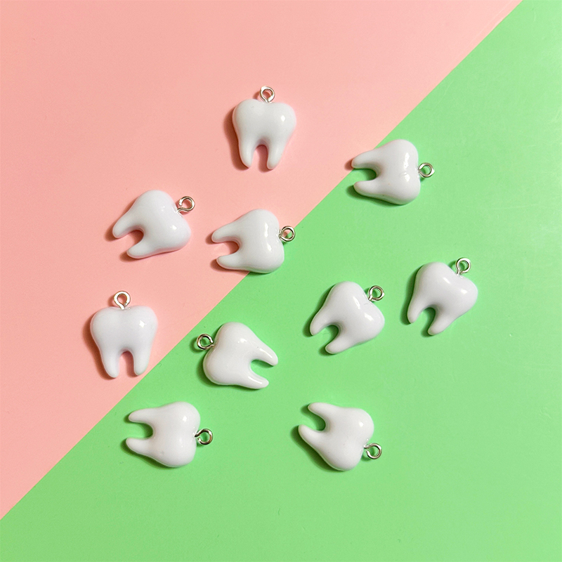 10pcs Cute White Teeth Resin P - Resin Art Earrings 评论和价格