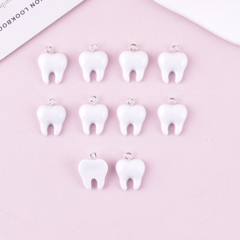 10pcs Cute White Teeth Resin P - Resin Art Earrings 评论和价格