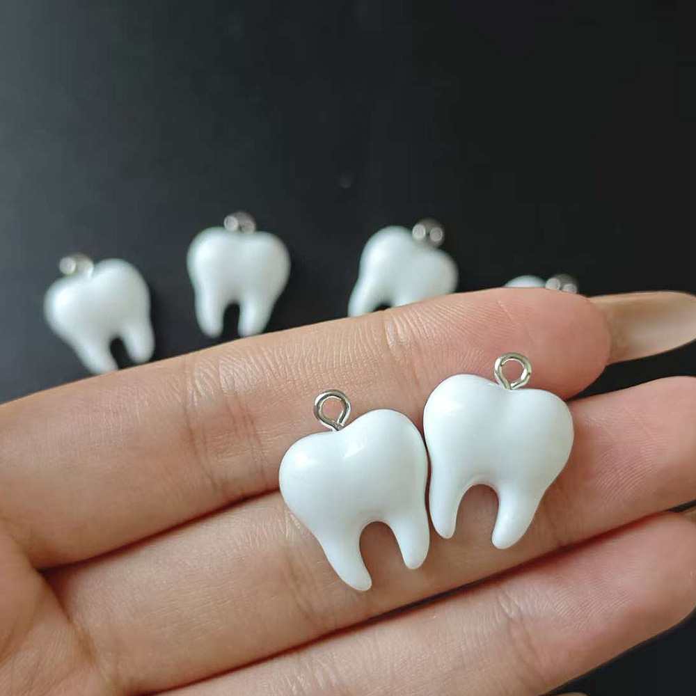 10pcs Cute White Teeth Resin P - Resin Art Earrings 评论和价格