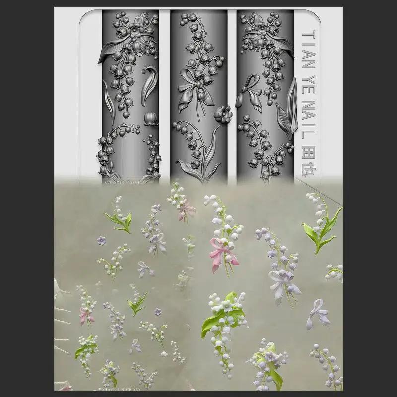 Flowers Series 3D Curved Nail  - Resin Art Templates Free 评论和价格