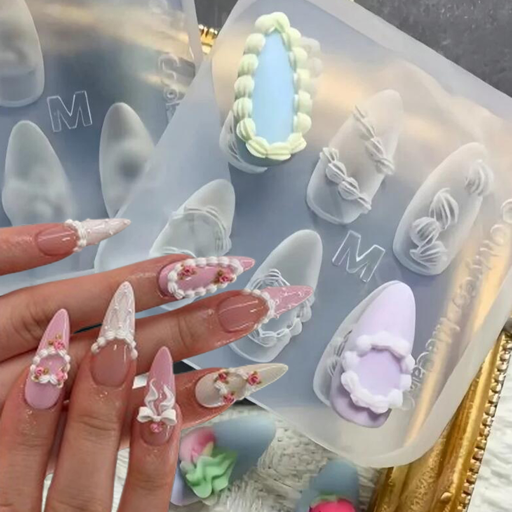 1pc 3D French Cream Nail Art S - Resin Art Templates Free 评论和价格