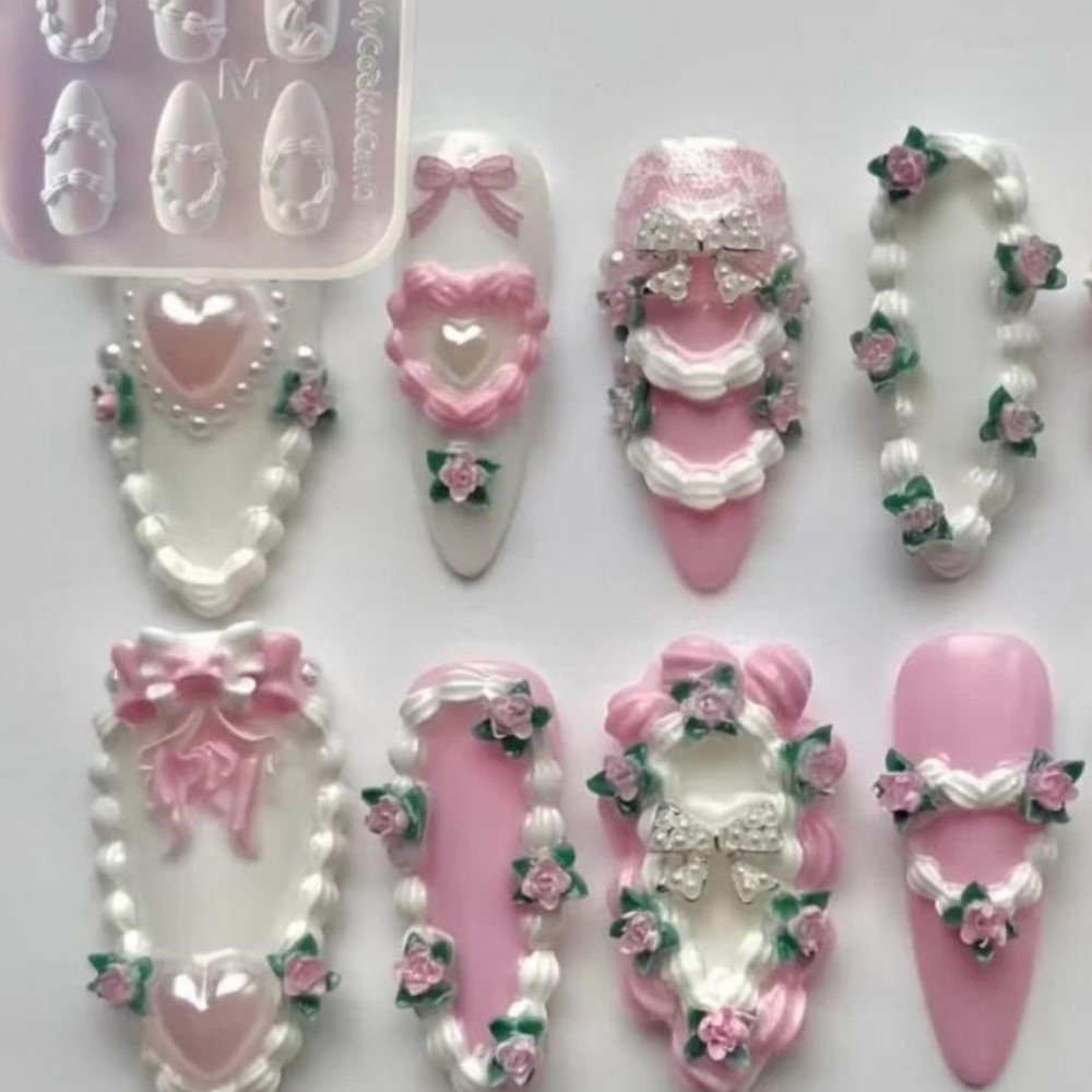 1pc 3D French Cream Nail Art S - Resin Art Templates Free 评论和价格