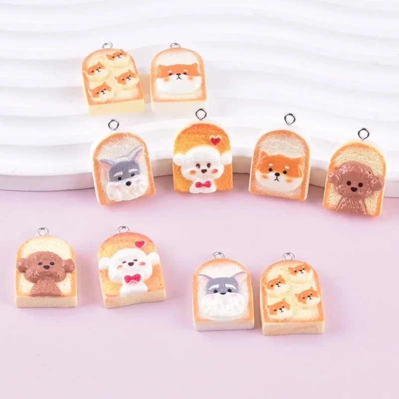 10Pcs Cute Toast Dog Resin Pen - Resin Art Earrings 评论和价格