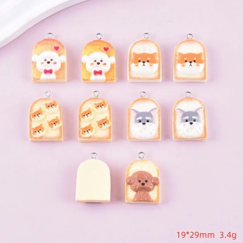 10Pcs Cute Toast Dog Resin Pen - Resin Art Earrings 评论和价格