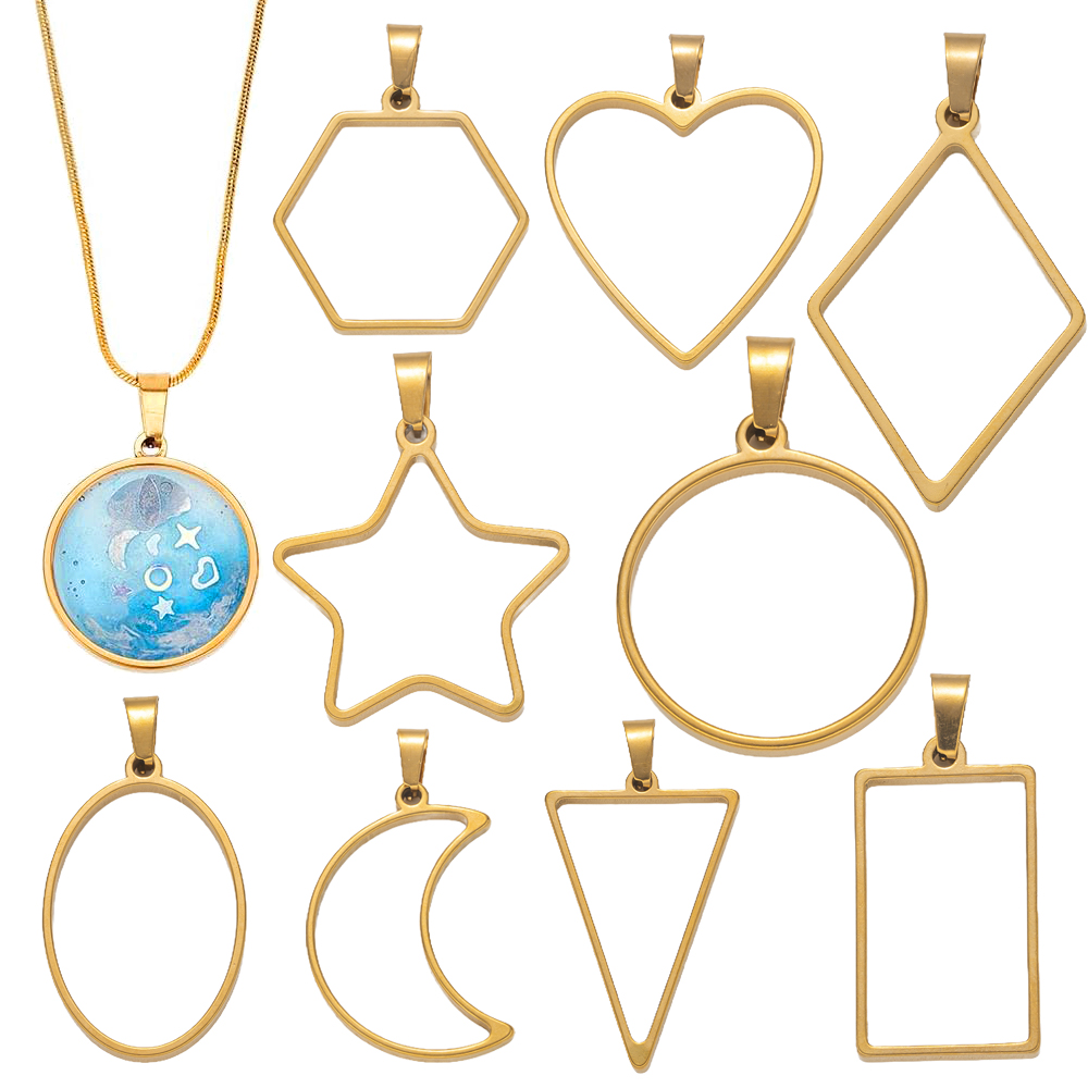 5pcs Stainless Steel Open Back - Resin Art Earrings 评论和价格