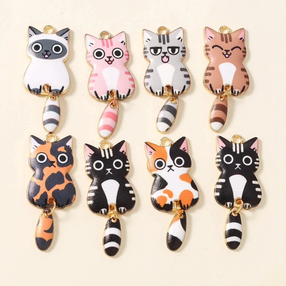 10Pcs 16×39mm Cute Cartoon Cat - Resin Art Diy Kit 评论和价格