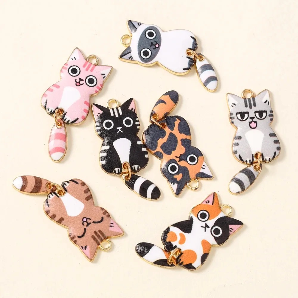10Pcs 16×39mm Cute Cartoon Cat - Resin Art Diy Kit 评论和价格