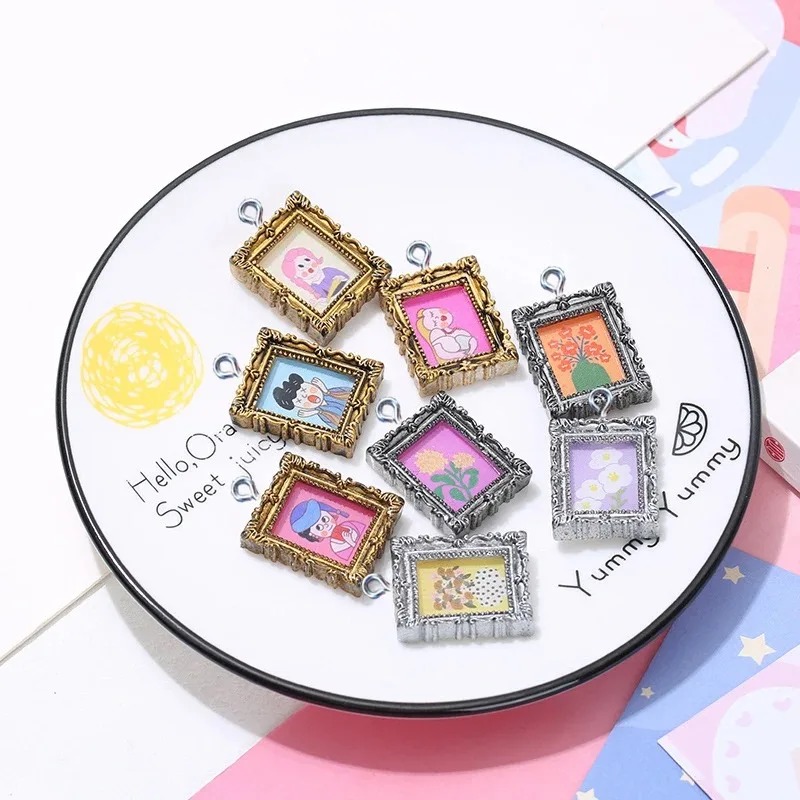 10Pcs Flatback Cabochon Vintag - Resin Art Earrings 评论和价格