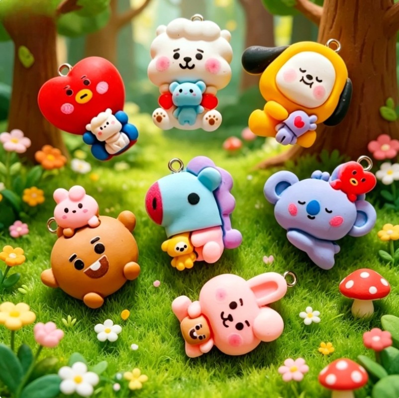 7pcs BT21 Resin Cartoon Charm  - Resin Art Diy Kit 评论和价格
