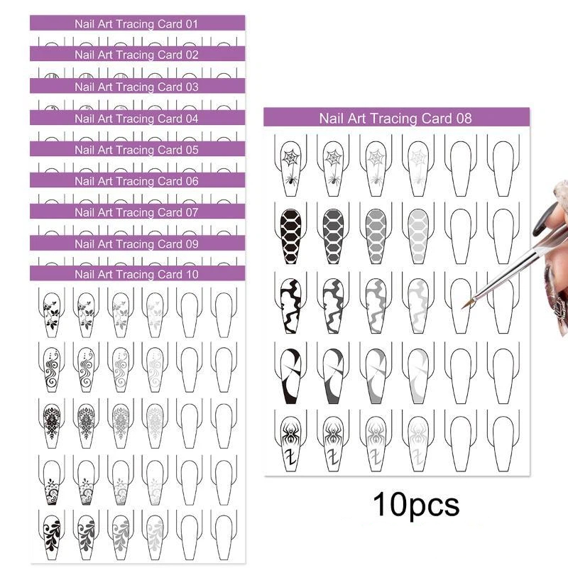 10pcs Nail Art Lines Practice  - Resin Art Templates Free 评论和价格