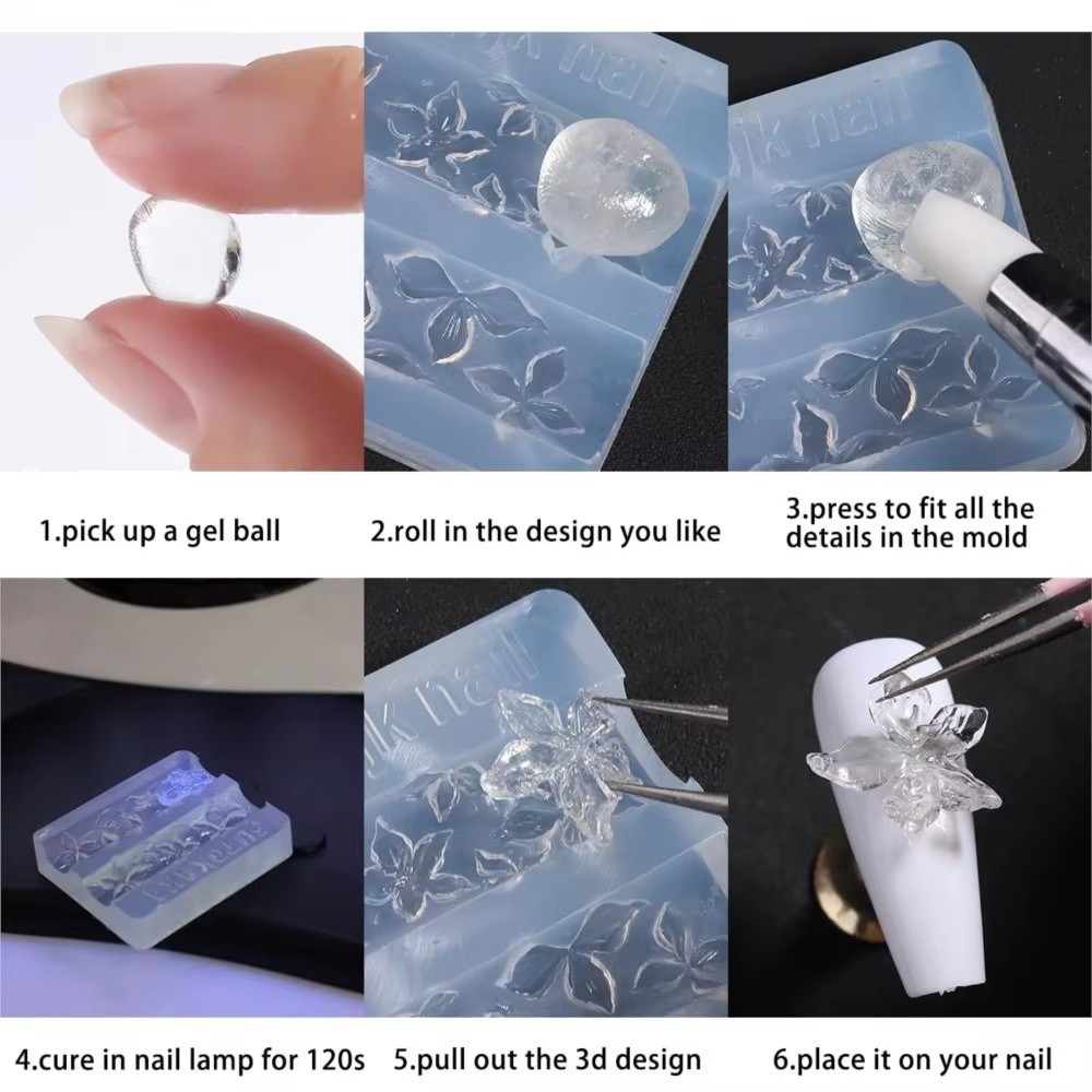 New 3Pcs/Set 3D Nail Mold Carv - Resin Art Templates Free 评论和价格