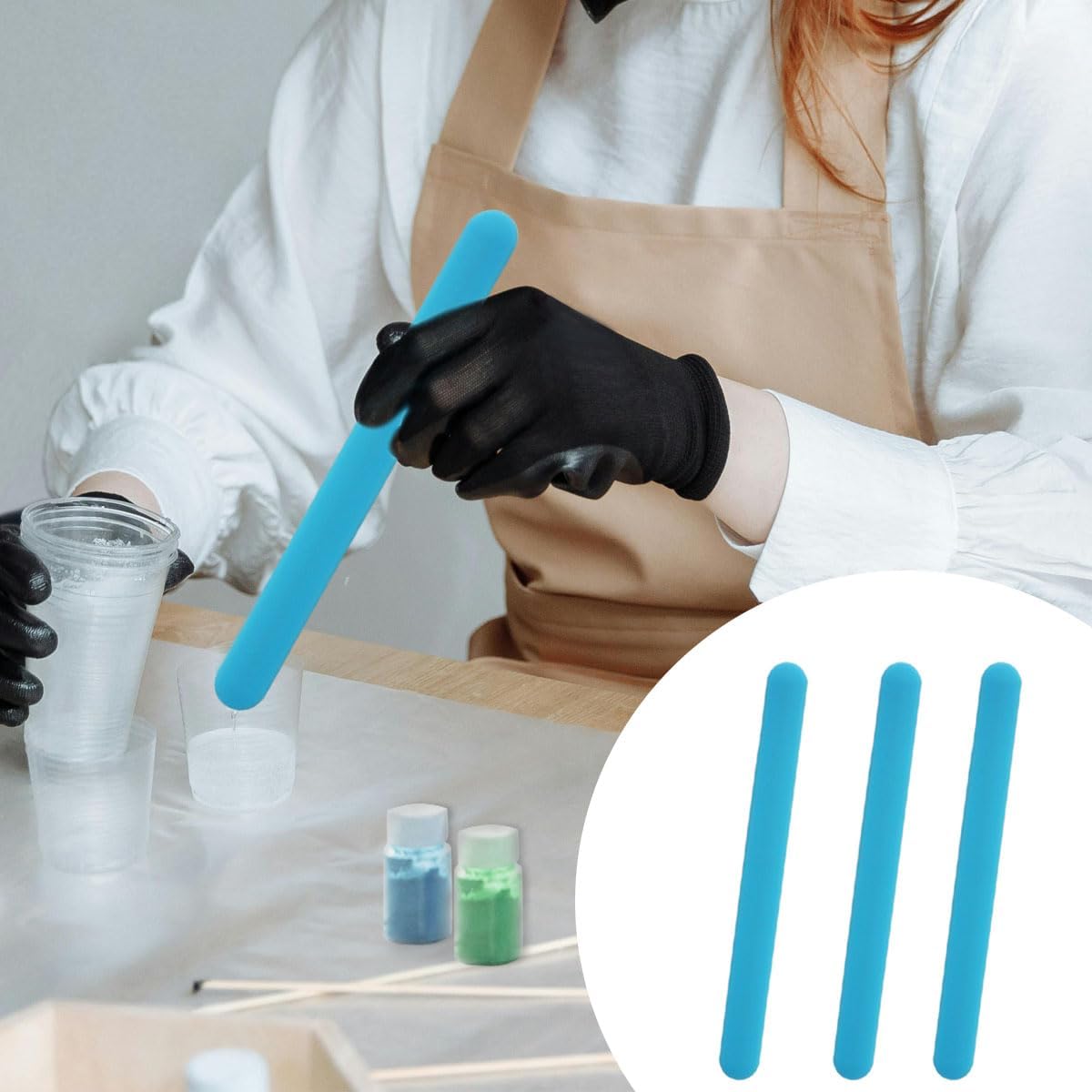4PCS Silicone Stir Sticks, Reu - Glitter Powder Resin 评论和价格
