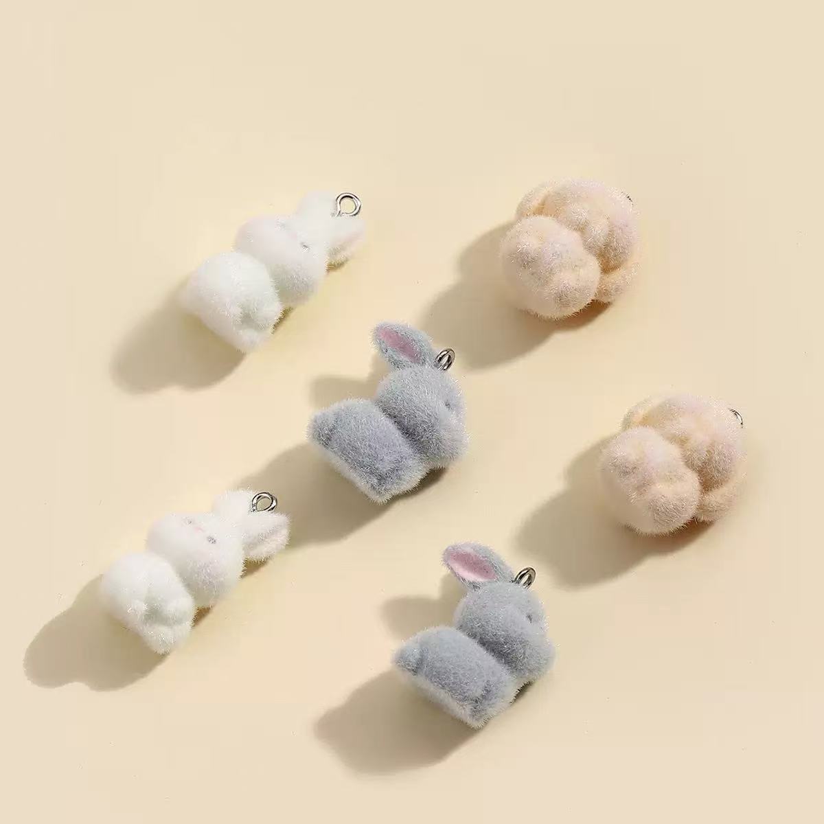 10pcs Flocking Little Rabbit R - Resin Art Earrings 评论和价格