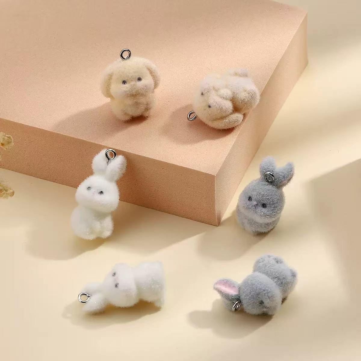 10pcs Flocking Little Rabbit R - Resin Art Earrings 评论和价格
